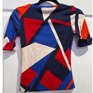 Lauren Ralph Lauren‎ Geometric Print Boat Neck 3/4 Sleeve Top XS